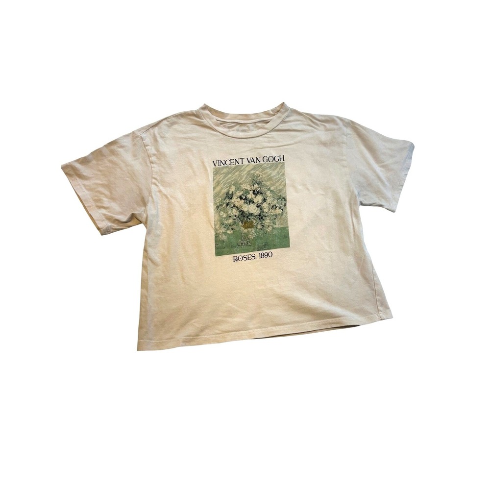 Queen Bees Vincent Van Gogh Roses 1890 Art Graphic Crop Tee Beige Small